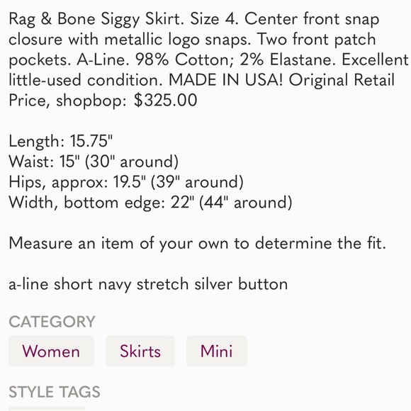 EUC Rag & Bone Siggy Mini Skirt Denim - Picture 6 of 6